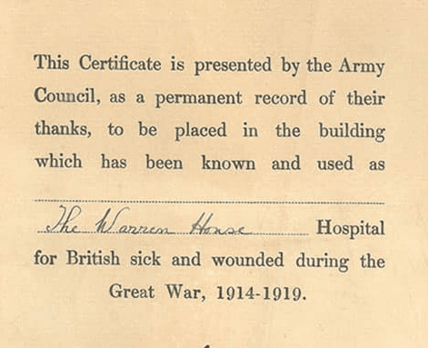 1914 - 1918 – Wartime hospital
